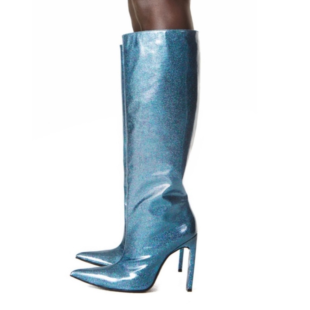 NWT Area patent leather glitter boots